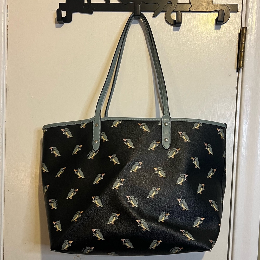 Coach martini owl reversible tote